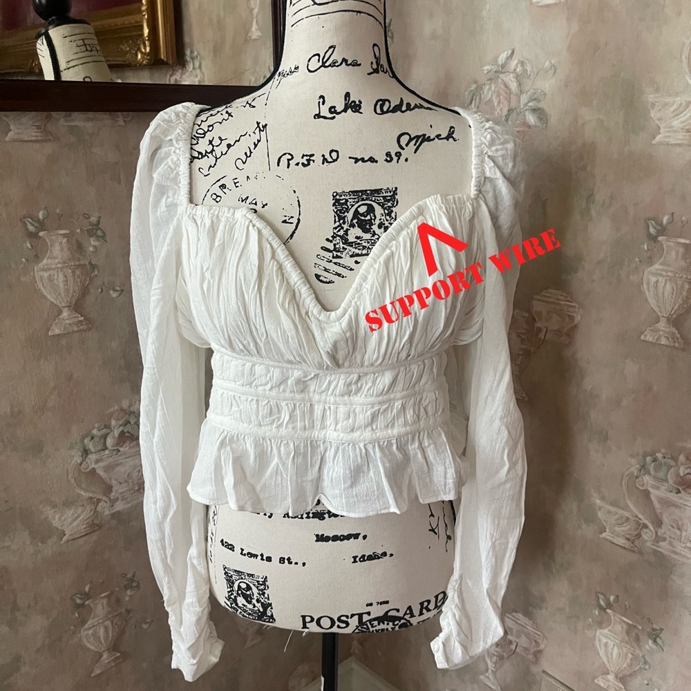 FREE PEOPLE CHLOE LONG SLEEVE TOP MEDIUM WHITE - Picture 5 of 6